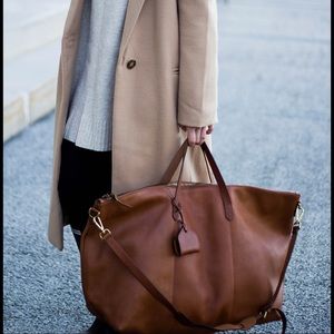 EUC Real Leather Transport Weekender Bag Duffel Madewell - Note: Monogrammed “A”